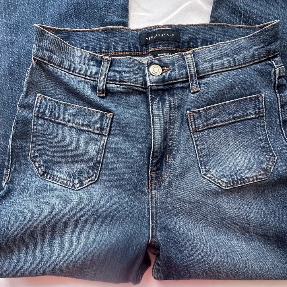 Aeropostale‎ High Rise Flare Denim Jeans Women’s 8 Medium Wash Inseam 27” Aero - Picture 2 of 14